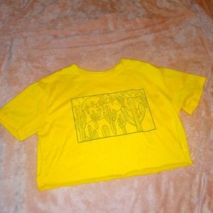 Yellow crop top with cactus's